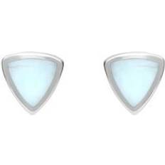 Natural Jewellery C. W. Sellors Sterling Silver Chrysoprase Curved Triangle Stud Earrings Silver