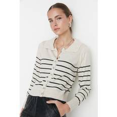 Beige - Hombre Cárdigans Trendyol Collection WoMens Striped Cardigan Beige