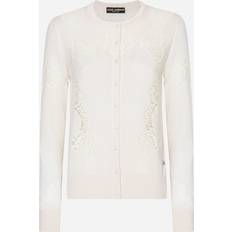 Dolce & Gabbana Vrouw Vesten Dolce & Gabbana Cashmere And Silk Cardigan With Lace Inlay White