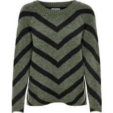 Natural - Women Jumpers Only Onleliza Knitted Pullover - Dark Green/Grey
