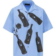 Prada Kläder Prada Printed cotton bowling shirt blue