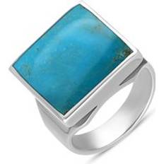 Men - Silver Rings C. W. Sellors Sterling Silver Turquoise Square Ring Silver