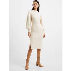 White - Wrap Dresses French Connection Kessy Puff Sleeve Dress, Oatmeal