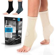 Health Powerlix POWERLIX Ankle Brace Compression Support Sleeve Pair for Injury Recovery, Joint Pain and More. Achilles Tendon Support, Plantar Fasciitis Foot Socks with Arch Support, Eases Swelling Nude, X-Large