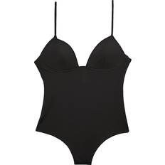 Jersey Shapewear & Under Garments Fleur Du Mal Black Cupped Nonwire Bodysuit