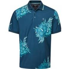 Turquoise Polo Shirts FARAH Dallas Floral Print Polo Shirt