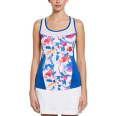 Florals Tank Tops Women's Grand Slam Diffused Floral Print Scoop Neck Tennis Tank Top White