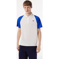 Tennis - White Polo Shirts Lacoste Men’s Tennis Recycled Polyester Polo Shirt White Blue Orange