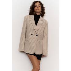 Acrylique Blazers Mai Veste Blazer Rayée - Beige