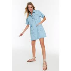 Denim - Men Dresses Trendyol Collection Light Blue Pocket Detailed Denim Dress TWOSS22EL3022