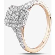 Diamond Rings Pure Brilliance 9ct Two Colour Gold 0.50ct Diamond Oblong Cluster Shouldered Ring THR23662-50