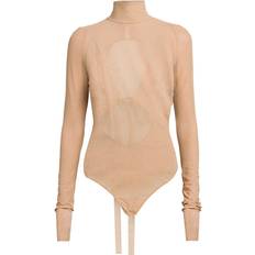 Beige Bodysuits Nensi Dojaka Beige Glitter Bodysuit BEIGE/SILVER