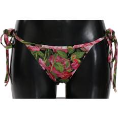 Dolce & Gabbana Bikinis Dolce & Gabbana Black Pink Rose Print Bottom Bikini Women's Beachwear