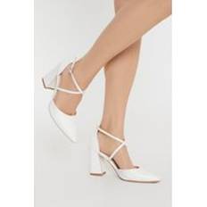 Treat Block Heel Cross Strap White