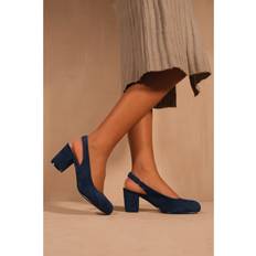Blue Heels & Pumps Where's That From 'Edith' Block Heel Slingback Shoes Navy