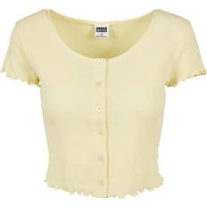 Cropped T-shirts Urban Classics Kvinnors kvinnor skuren knäppning ribbad T-shirt T-shirt, softyellow