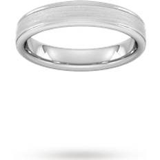 Goldsmiths 4mm Traditional Court Heavy Matt Centre With Grooves Wedding Ring In 950 Palladium Ring