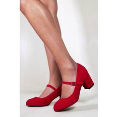 Red - Women Heels & Pumps Where's That From 'Araceli' Wide Fit Block Heel Mary Jane Pumps Red