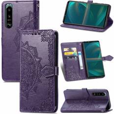 Lila Stoßschutz König Design Schutz handy hülle für sony xperia 5 iii case cover tasche etuis bumper violett Violett