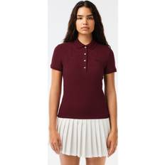 Lacoste L.12.D Slim Fit Stretch Mini Piqué Polo Shirt Bordeaux