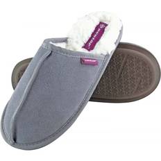 Dunlop Women Slippers Dunlop Winter Warm Cute Plush Comfy Mules Suede Slippers Grey