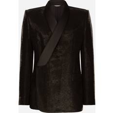 Dolce & Gabbana Man Blazers Dolce & Gabbana Double-Breasted Sicilia Tuxedo Jacket Black Sequins