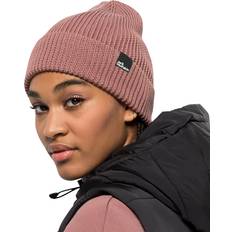 Pink Beanies Jack Wolfskin Men's Mens Essential Fine Knit Beanie Hat Brown ONE