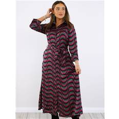 Purple - Shirt Dresses AX Paris Purple Print Tie Waist Midi Shirt Dress