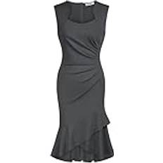 Grace Karin Damen 50S Weinlese-Bleistift-Kleid mit Flügelärmeln Wiggle Kleid Dunkelgrau