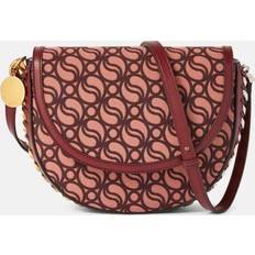 Bags Stella McCartney Frayme Medium S-Wave Flap Shoulder Bag, Woman, Burgundy Burgundy U