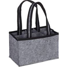 Bottle Carrier 6 Glasses Wine Beer Felt - Grey