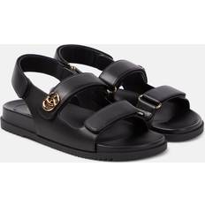 Gucci Sandals Gucci Moritz GG Leather Sandals - Black