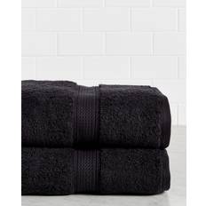Superior Solid Absorbent 2Pc Egyptian Cotton Set Bath Towel Black