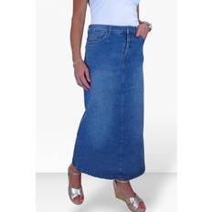 Stretch Denim Jeans Maxi Skirt Mid