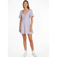 Calvin Klein Polyester Kjoler Calvin Klein Button-Through Skater Dress PURPLE
