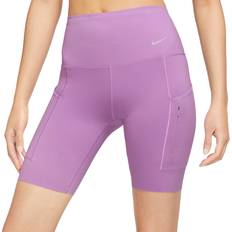 Nike Women's Go Firm-Support High-Waisted 8" Biker Shorts with Pockets - Rush Fuchsia/Black