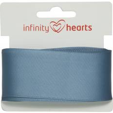 Infinity Hearts Satinbånd Dobbeltsidet 38mm 338 Blå 5m