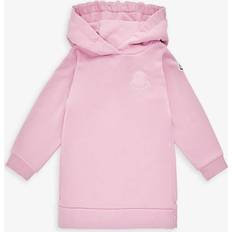 Moncler Kjoler Børnetøj Moncler Pink Kids Hooded Contrast-pleat Cotton-jersey Dress 4-14 Years Years