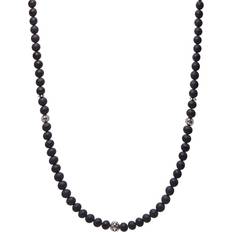 Nialaya Halskæder Nialaya Beaded Necklace With Matte Onyx and Silver 61 Halskæder hos Magasin Black