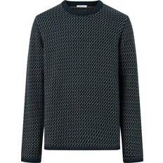 Knowledge Cotton Apparel Tröjor Knowledge Cotton Apparel Jacquard crew neck knit Blue