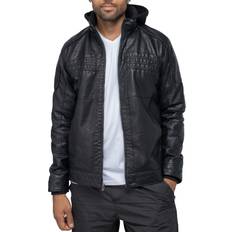 Leather - Men Jackets XRay Men's Polyurethane Leather Hooded Jacket with Faux Shearling Lining Black Black