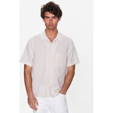 Calvin Klein Paidat Calvin Klein Linen Cotton Cuban S/S Shirt - Beige