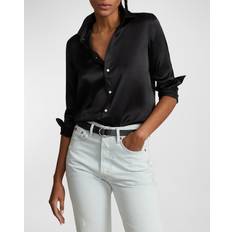 Polo - Women Shirts Polo Ralph Lauren Women's Silk ClassicFit Shirt Black Black