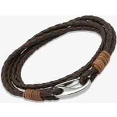 Unique Stainless Steel Brown Leather Bracelet B178LB