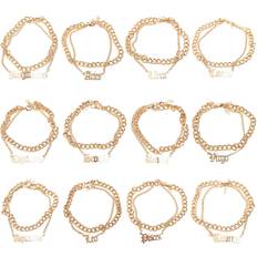 Men Anklets Urban Classics Unisex Fußkettchen Zodiac Golden Anklet, Farbe aquarius, Größe