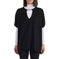 Nylon Capes & Ponchos Bruno Magli Women's Chain Keyholeneck Wool Blend Poncho Black