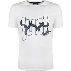 Just Cavalli Snake Wrapped Logo White T-Shirt