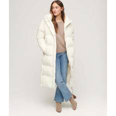 Down Coats & Padded Coats - White Superdry Hooded Longline Puffer Coat