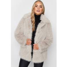 LTS Tall Faux Fur Coat Grey