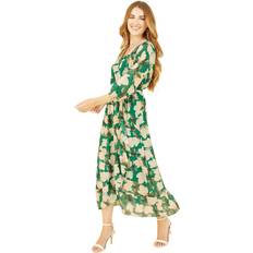 Green Dresses Yumi Blossom Print Wrap Midi Dress